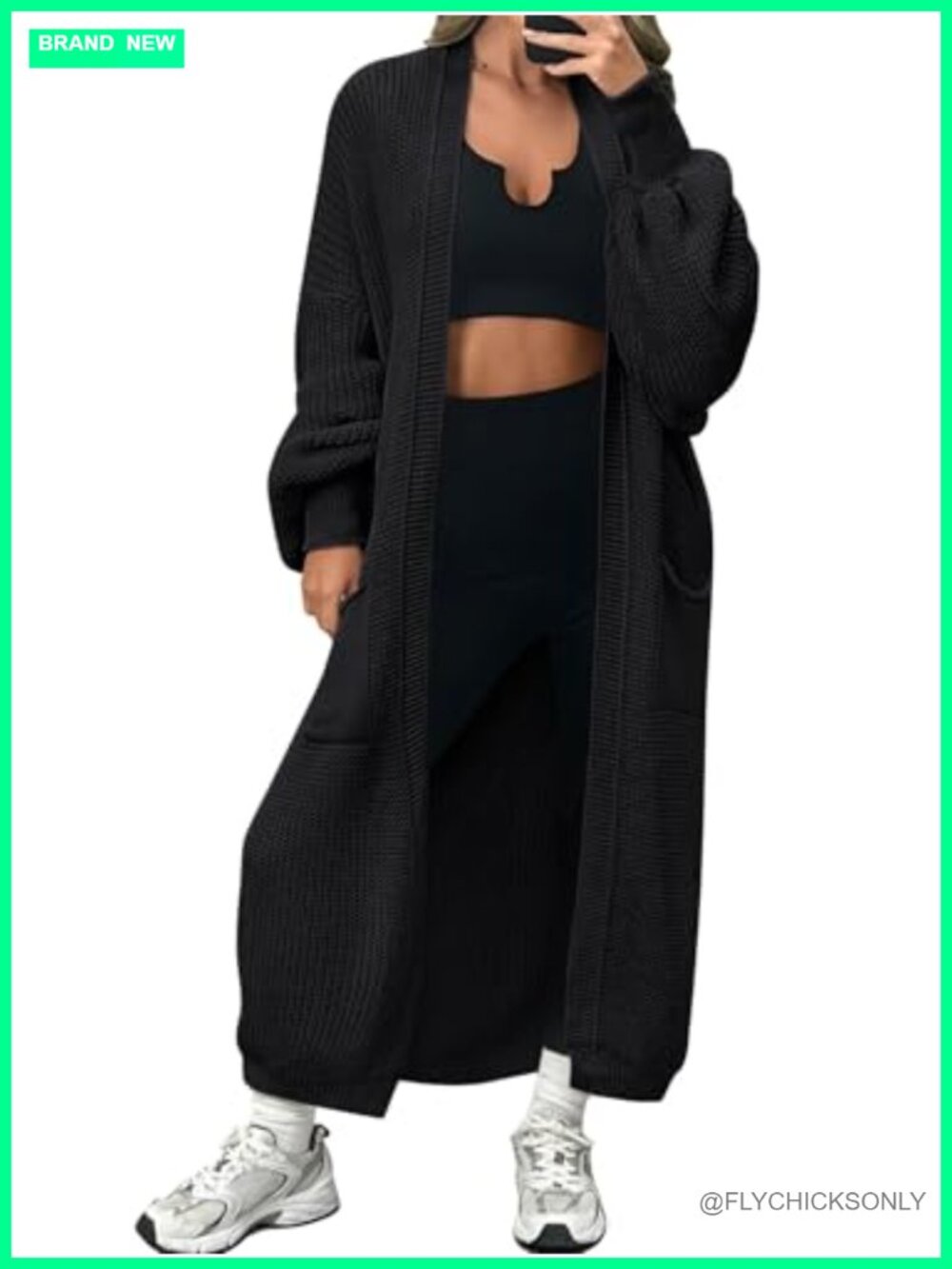 Oversized Open Front Long Cardigan Sweater with Pockets